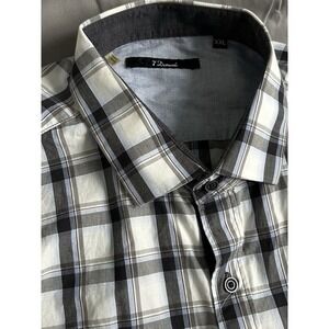 Seven 7 Diamonds mens Plaid Button Shirt Size 2XL XXL blue black white